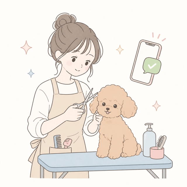施術に集中するトリマーのイラスト