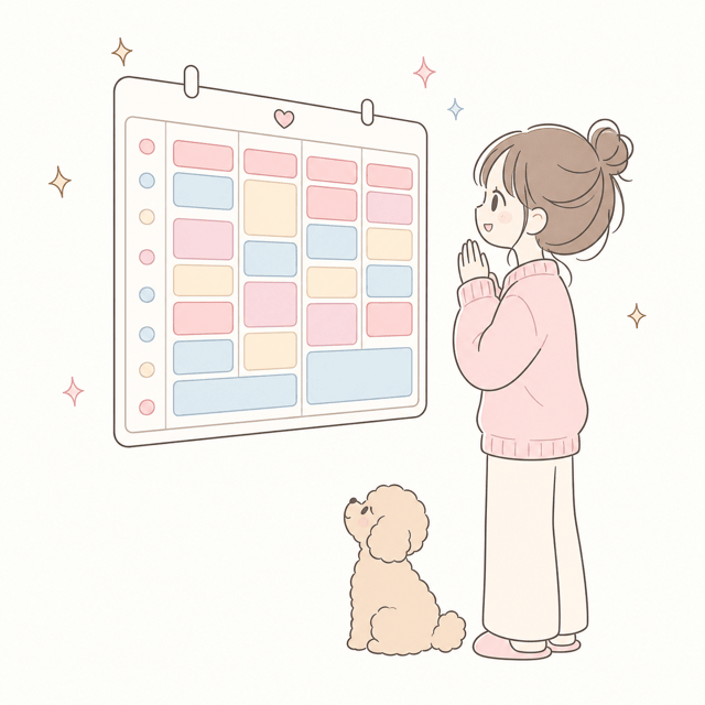予約がきれいに埋まったカレンダーのイラスト