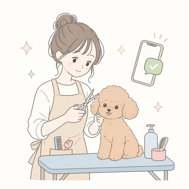 施術に集中するトリマーのイラスト