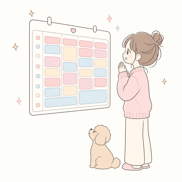 予約がきれいに埋まったカレンダーのイラスト