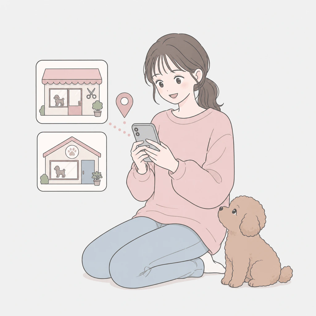 スマホでカルテを登録するイラスト